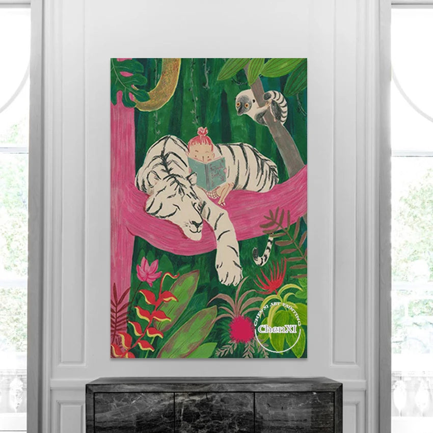 Beautiful Abstract Figure Art Paintings Modern Decoration Wall Frameless Cute Animal Landscape Picture Canvas Handmade Artwork